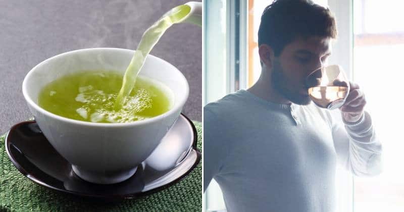homme boir du thé vert