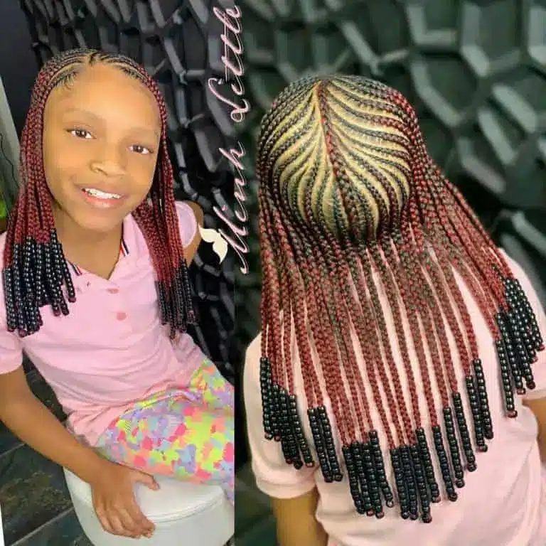 coiffure pour petite fille noire avec les perles