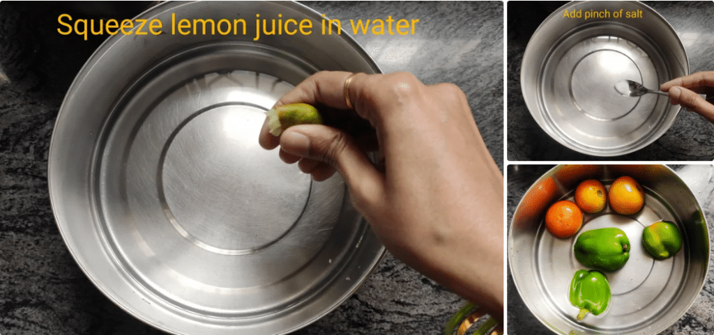 Nettoyer les légumes avec du citron et de l'eau salée