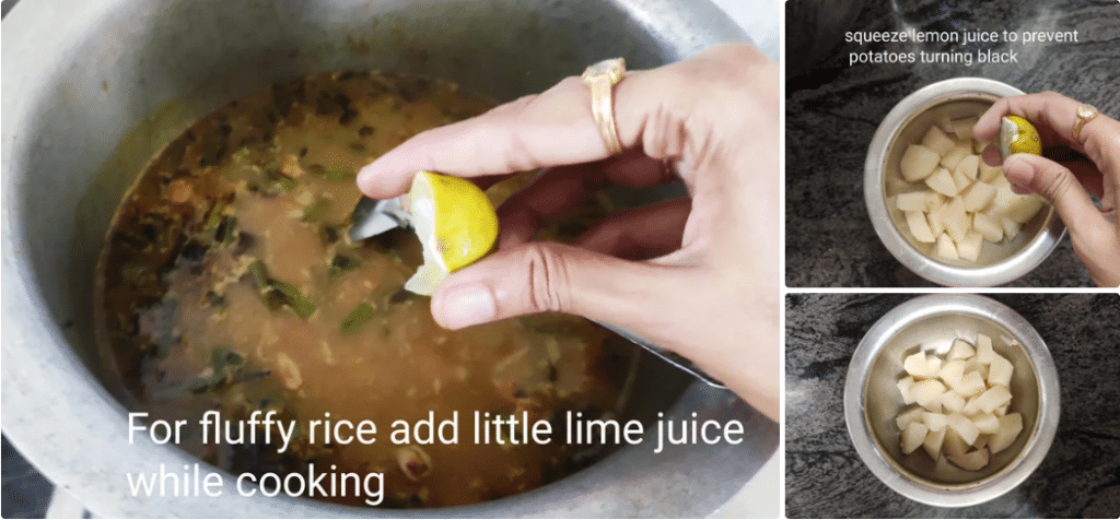 jus de citron empêche le riz collant