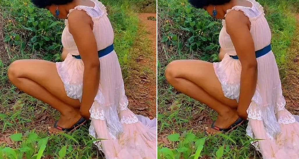 femme qui urine au sol en publique