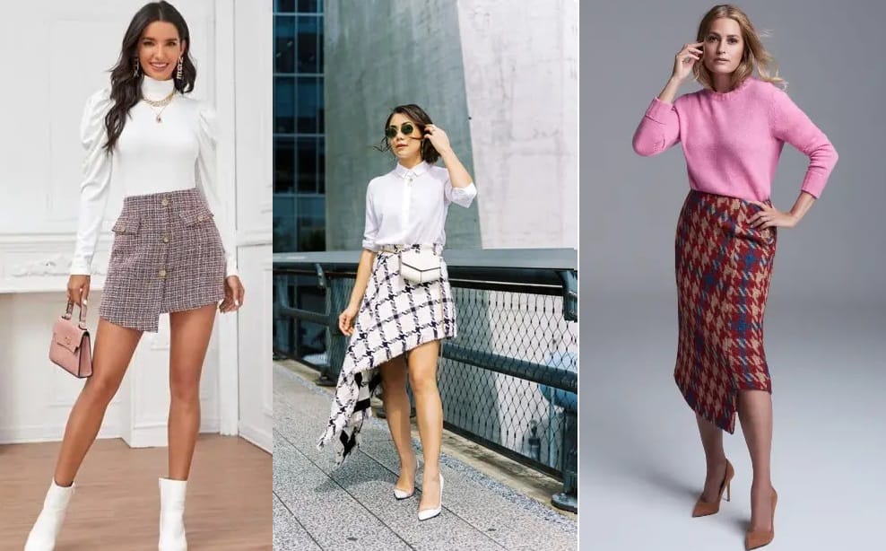 Jupes asymétriques en tweed